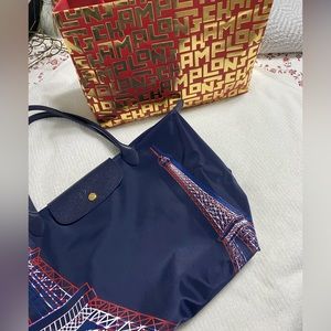 Longchamp limited edition 2020 Le Pliage Tour Eiffel Tote Navy